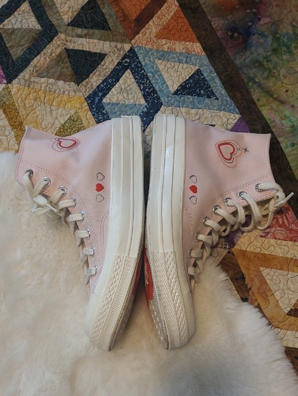 Converse High Top Chuck 70 Bling Accent Valentine Hearts Sneakers - Picture 5 of 12